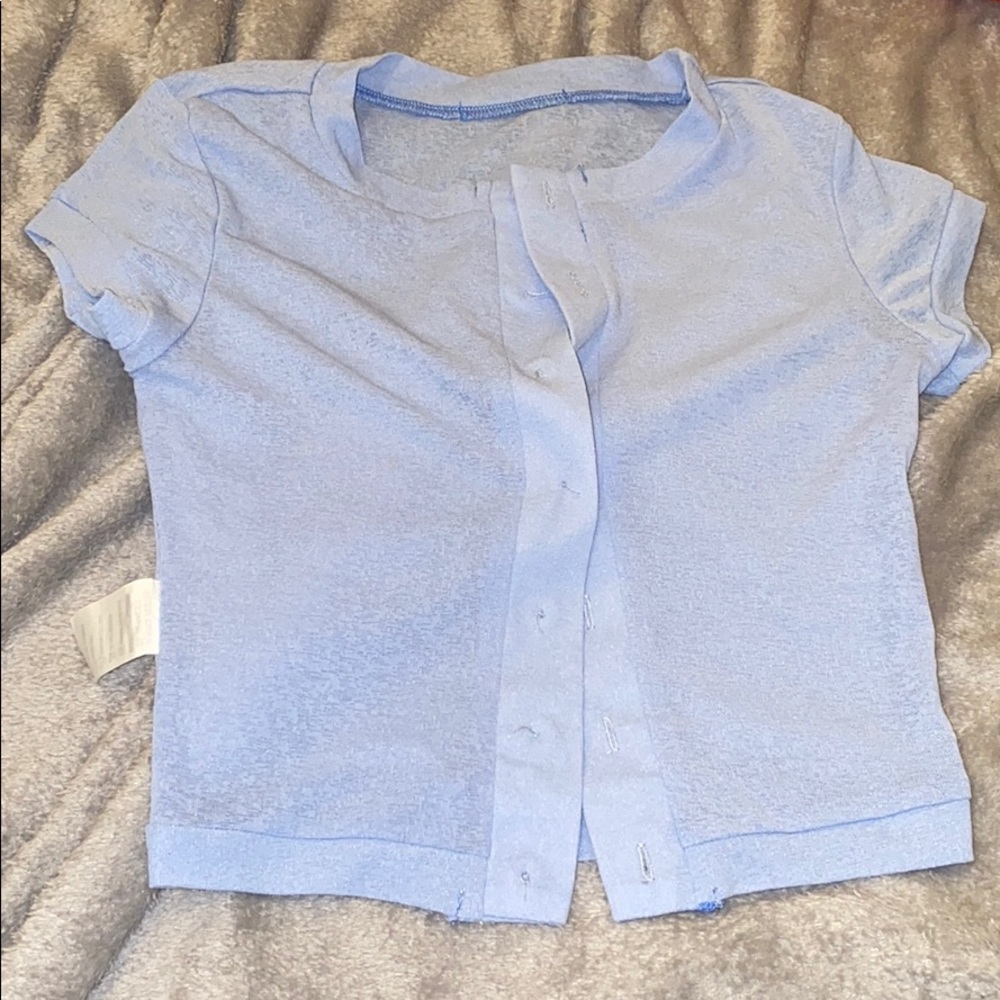 Blur button down crop top